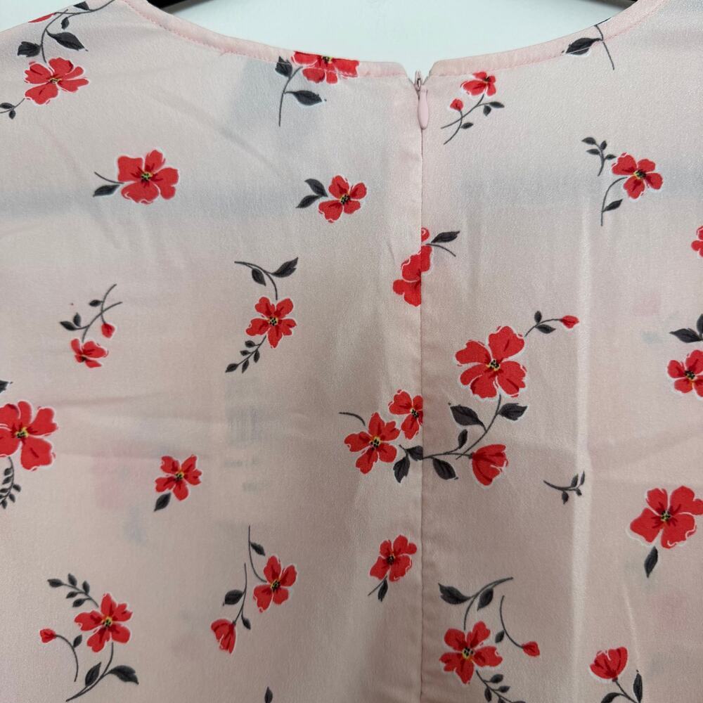 NWT JOA Floral Scrunch Hem Midi Dress Short Sleeve Zipper Back Size XL - Picture 8 of 11